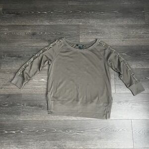 Lauren Ralph Lauren Lace Up Sleeve Sweatshirt Womens Small Green Preppy Nautical